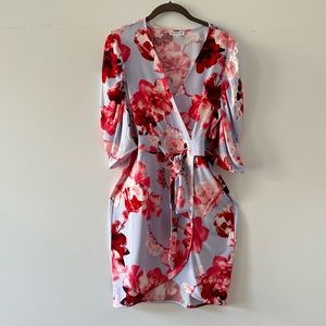Venus Floral Print Faux Wrap Dress
